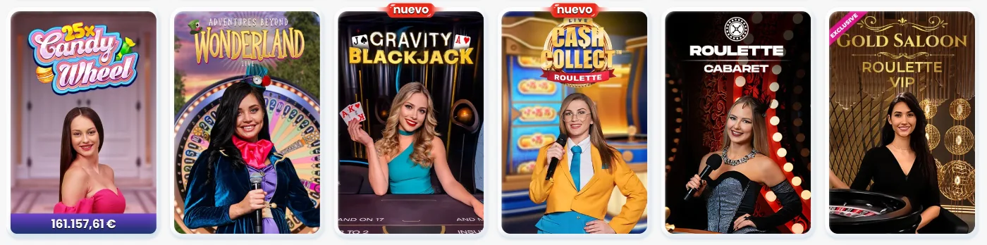 Juegos de casino en vivo con crupier en Cazimbo